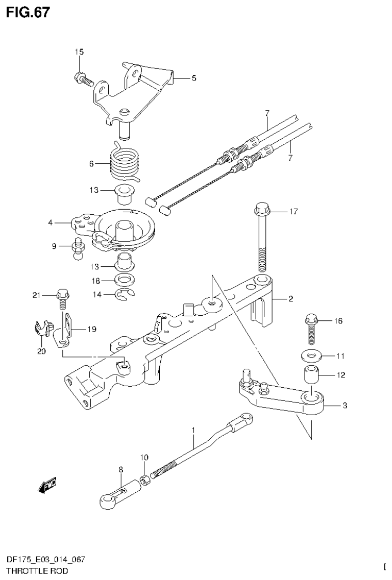 Suzuki DF175ZG THROTTLE ROD (DF175Z E03) parts diagram